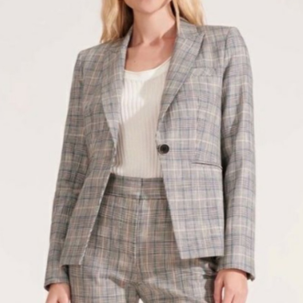 Veronica Beard Gia Dickey Glenn Plaid Jacket in blue/black. Size 0 NWOT